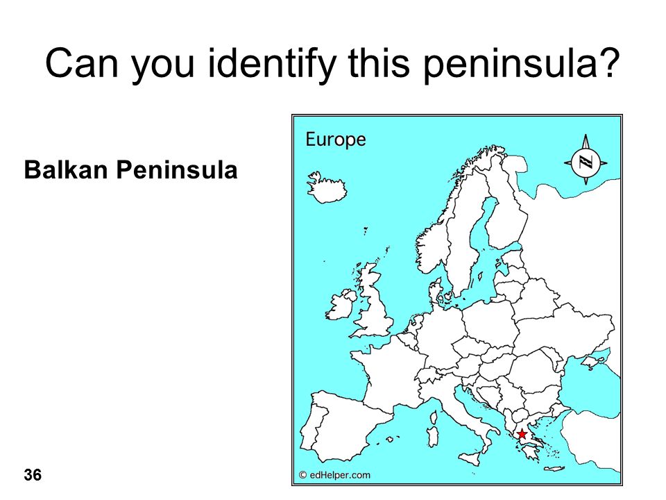 Can you identify this peninsula Balkan Peninsula 36