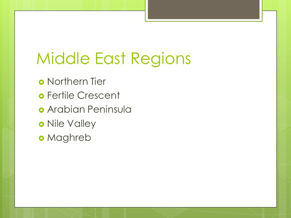 Middle East often includes North Africa which has strong ties to Middle East.