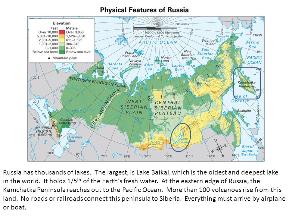 Russia has thousands of lakes.