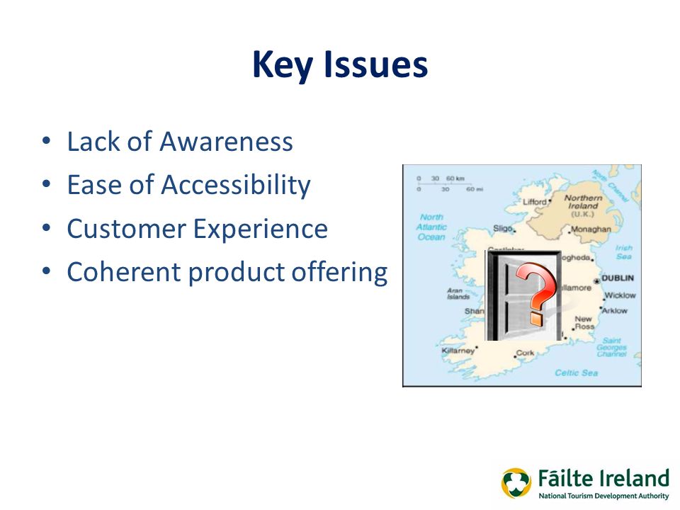 Key Issues Lack of Awareness Ease of Accessibility Customer Experience Coherent product offering