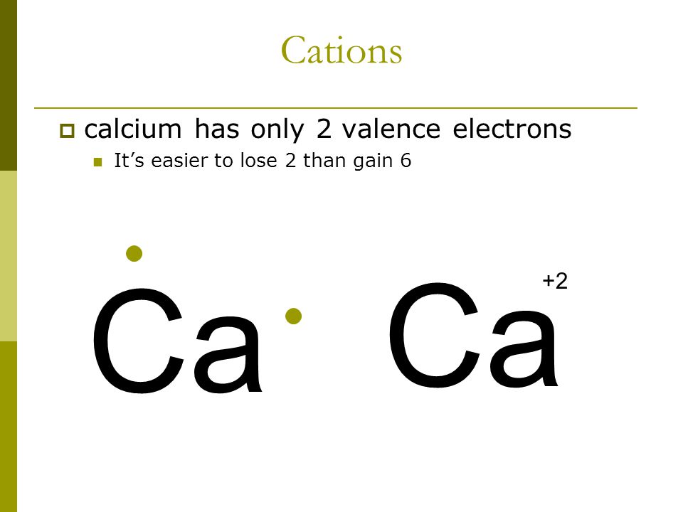 Cations Form when metals lose electrons Trying to meet the octet rule-Achieve a noble gas configuration Ex.