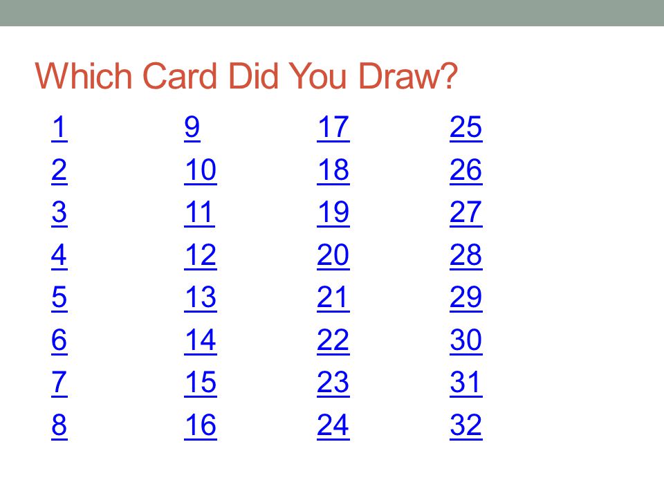 Which Card Did You Draw