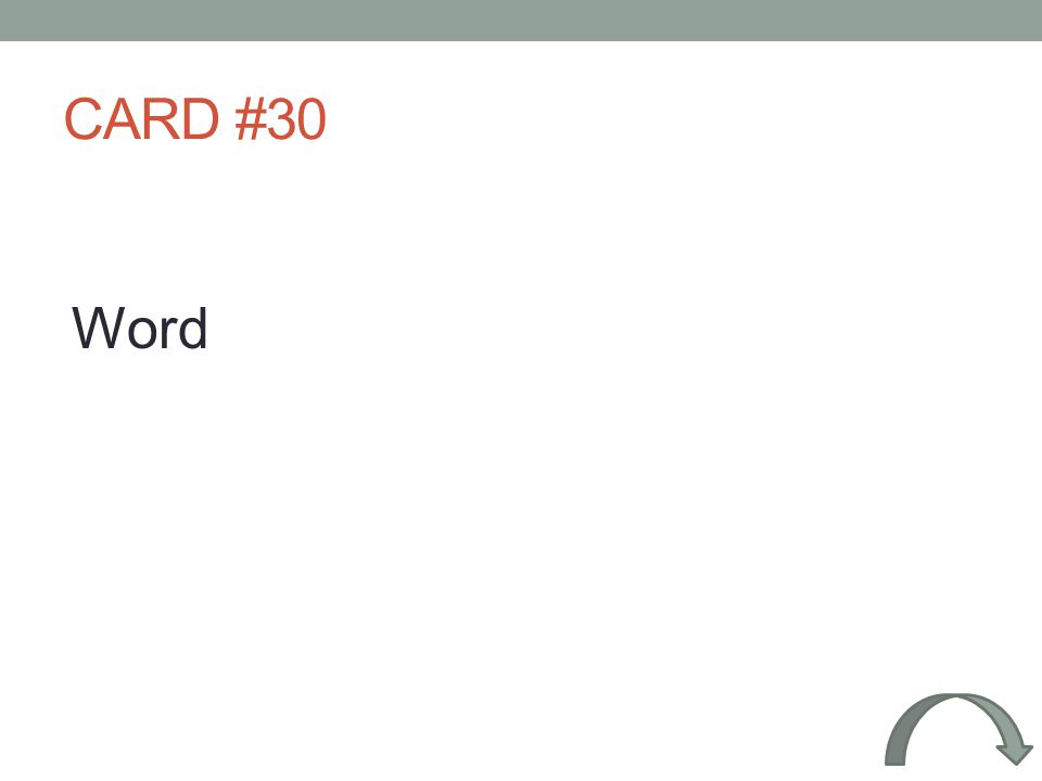 CARD #30 Word