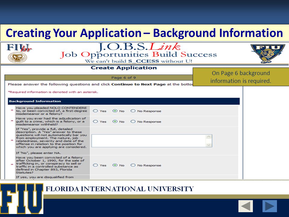 Creating Your Application – Background Information On Page 6 background information is required.