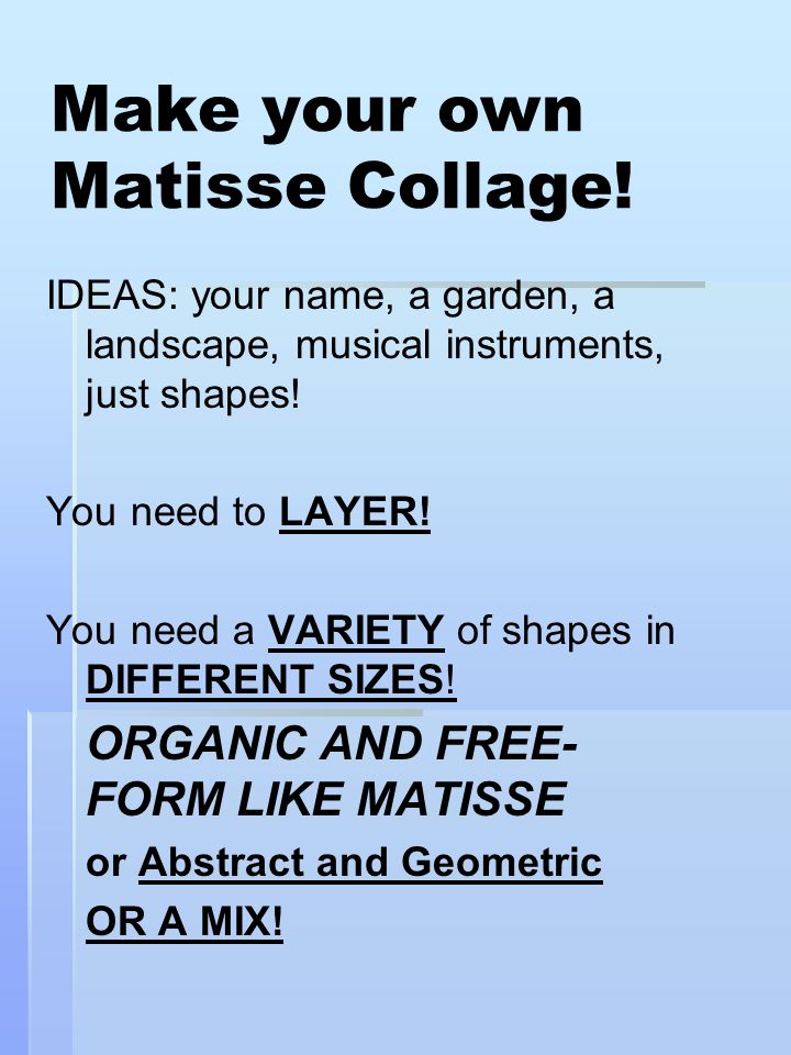 Make your own Matisse Collage.