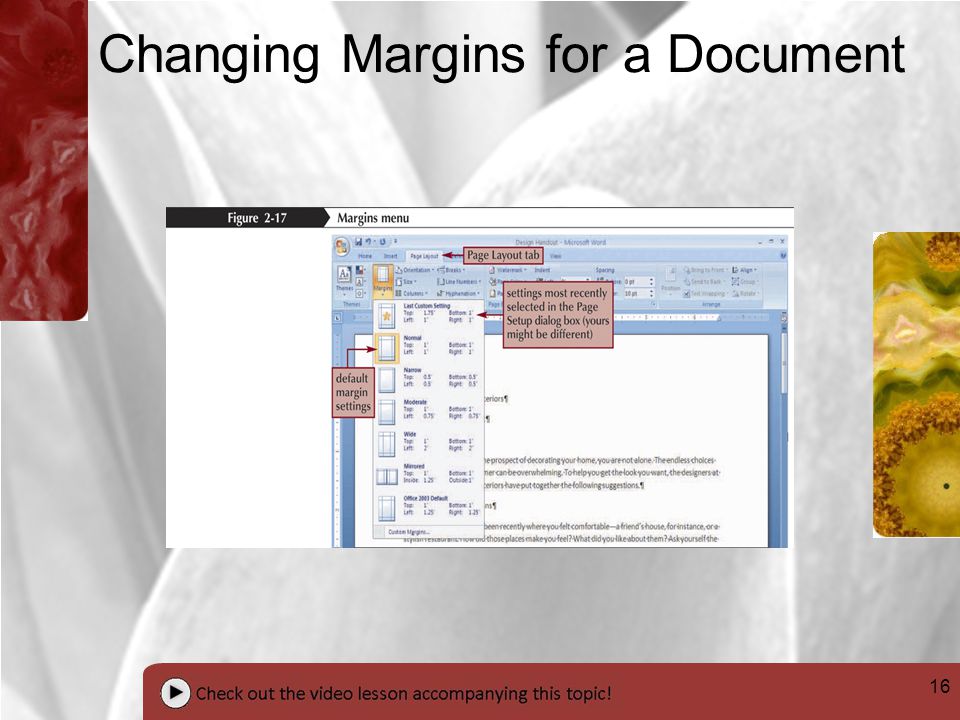 16 Changing Margins for a Document