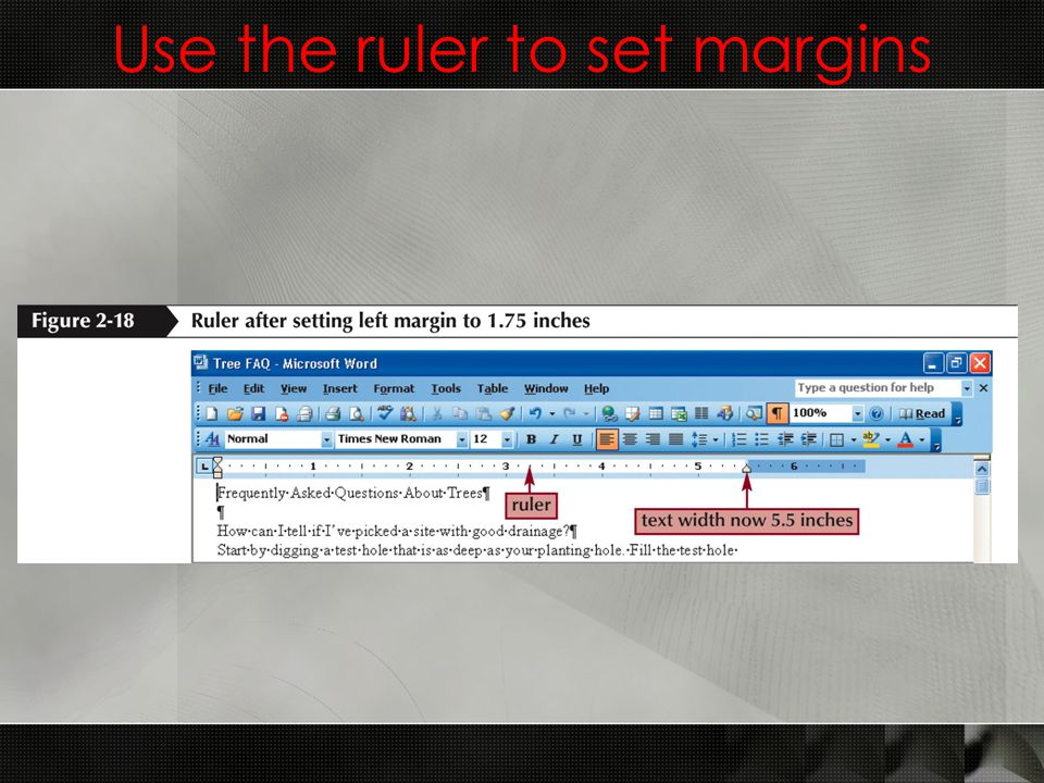 Use the ruler to set margins