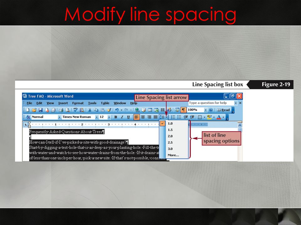 Modify line spacing