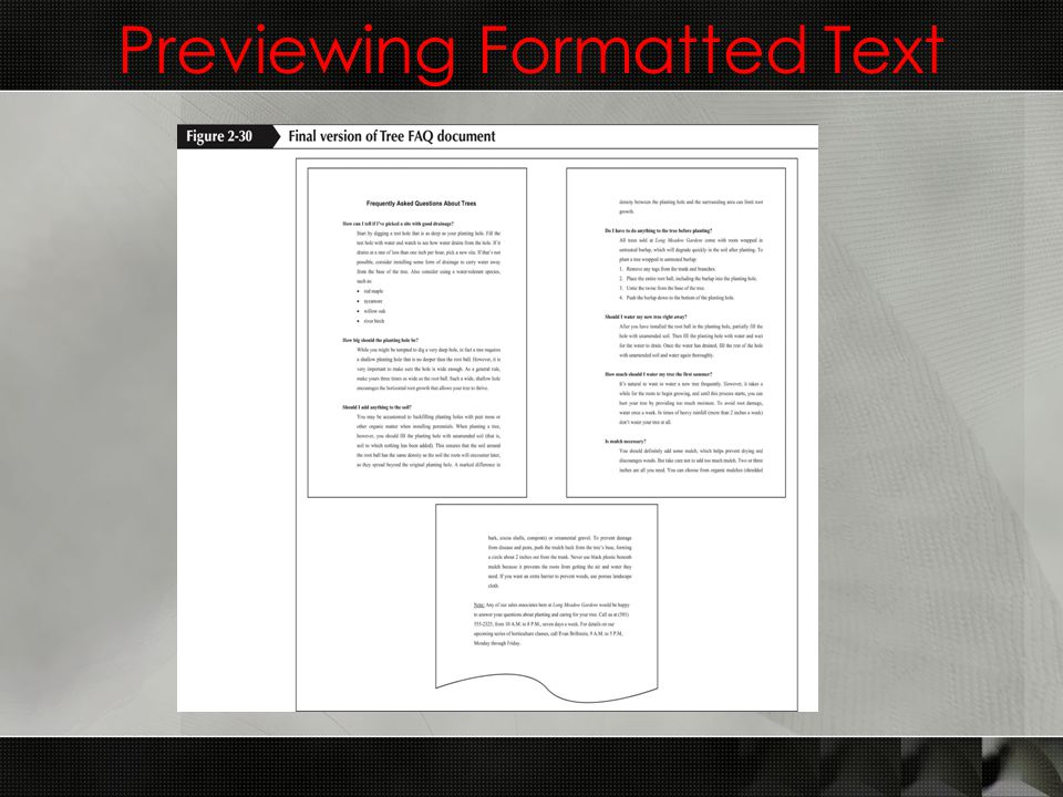 Previewing Formatted Text
