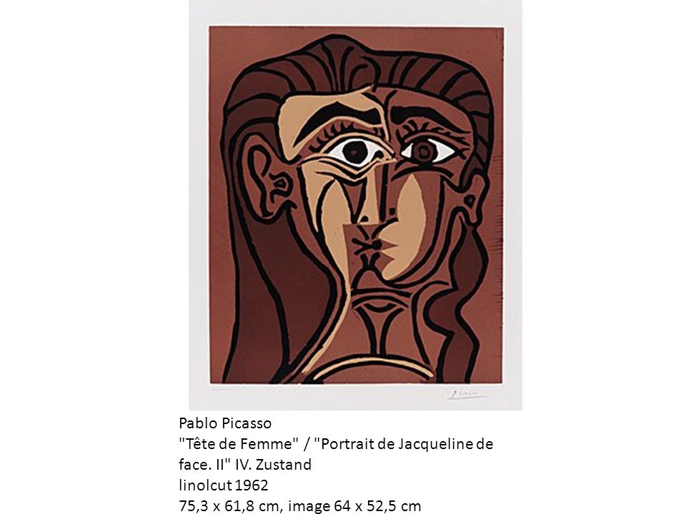 Pablo Picasso Tête de Femme / Portrait de Jacqueline de face.