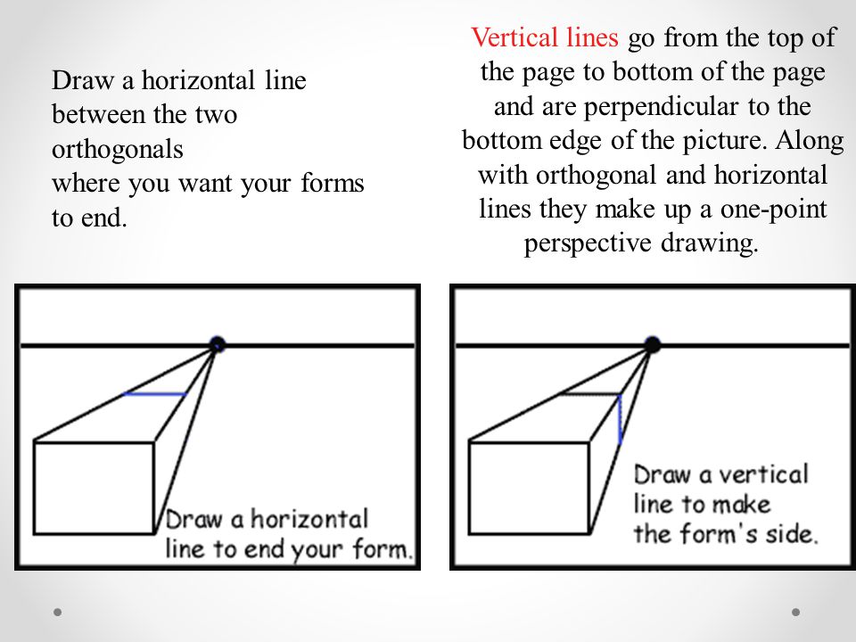 Draw a horizontal line between the two orthogonals where you want your forms to end.