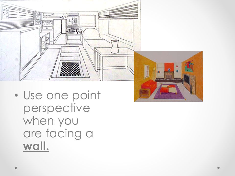 Use one point perspective when you are facing a wall.