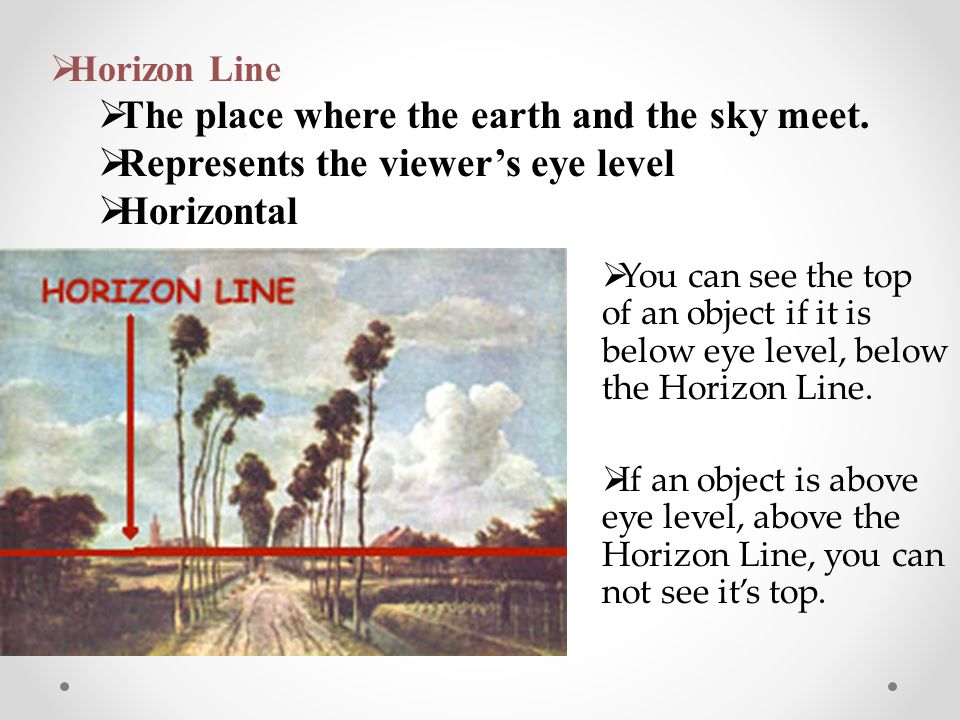  You can see the top of an object if it is below eye level, below the Horizon Line.