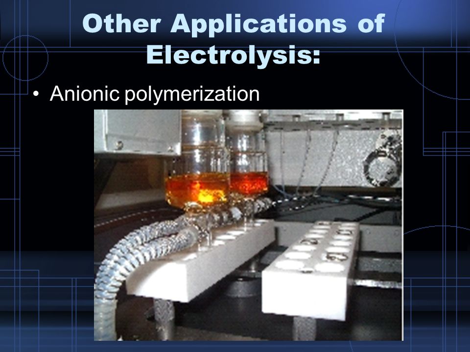 Other Applications of Electrolysis: Anionic polymerization