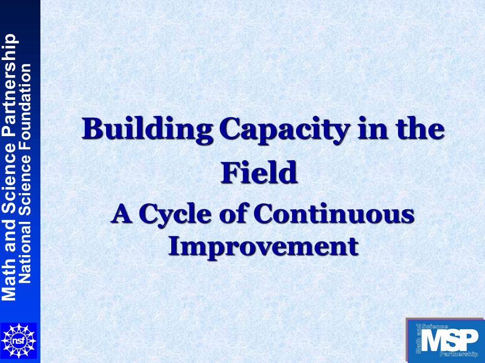 Math and Science Partnership National Science Foundation Building Capacity in the Field Building Capacity in the Field A Cycle of Continuous Improvement