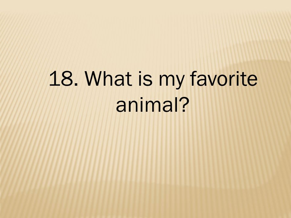 18. What is my favorite animal