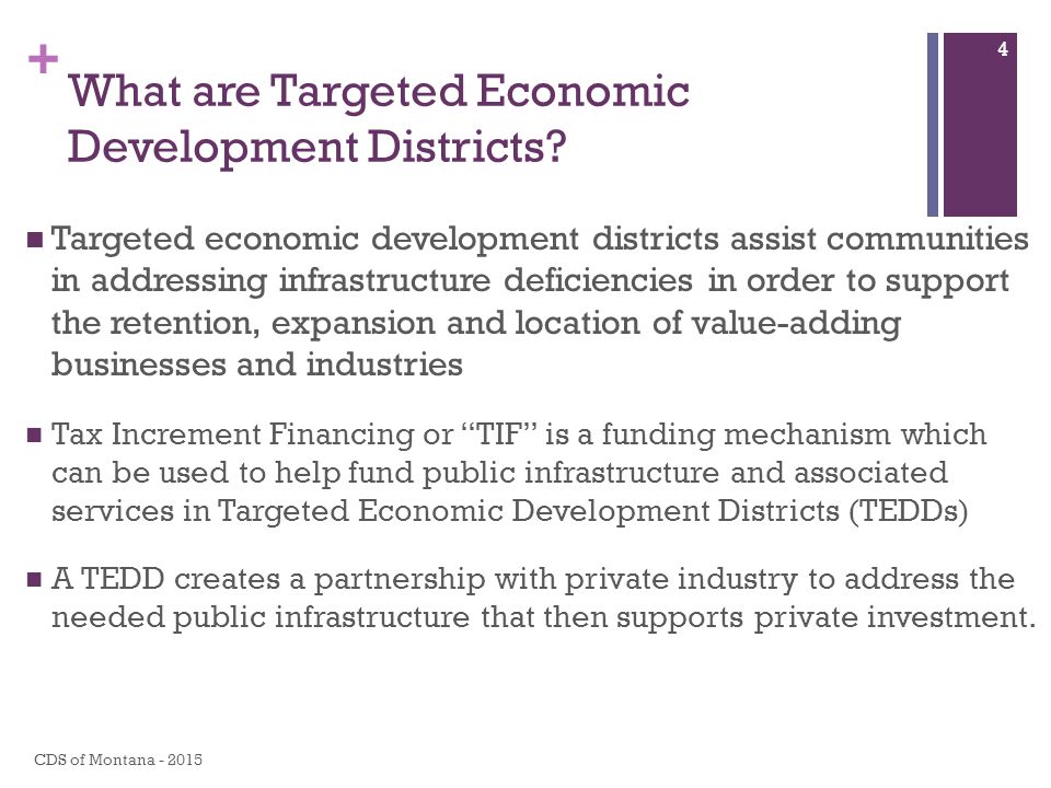 + What are Targeted Economic Development Districts.