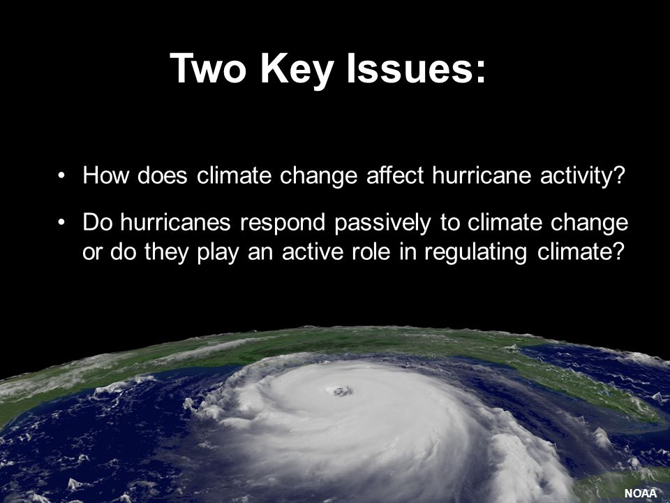 Two Key Issues: How does climate change affect hurricane activity.