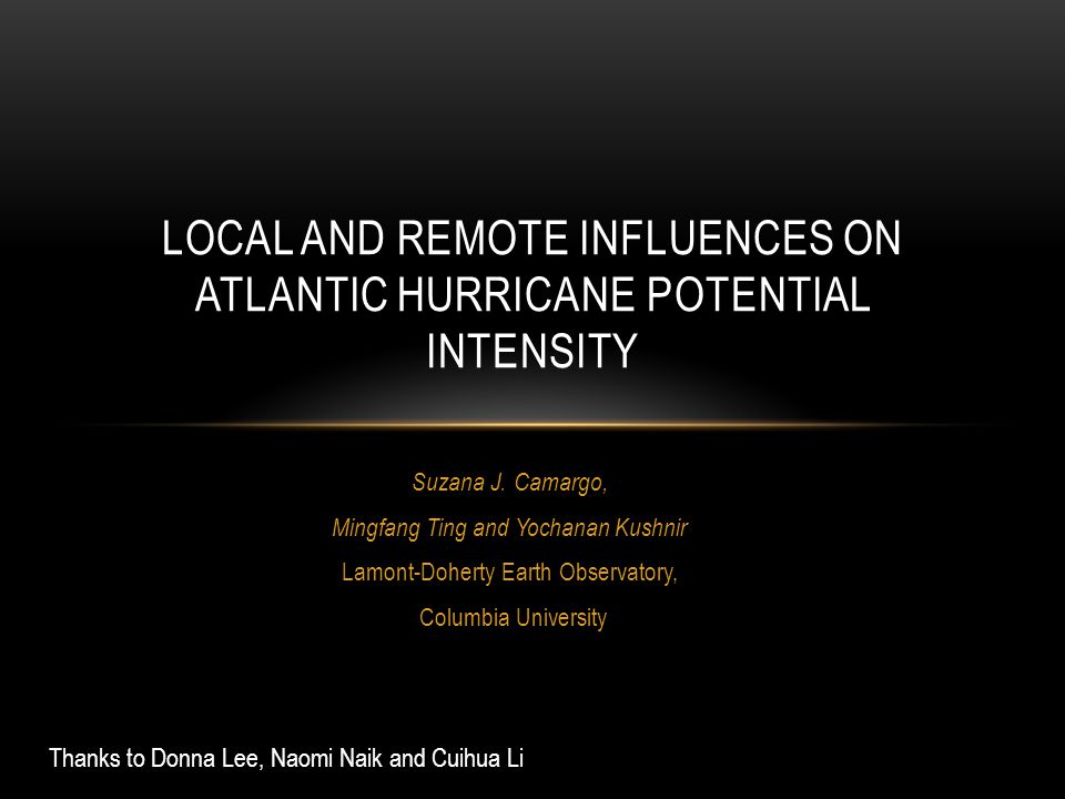 LOCAL AND REMOTE INFLUENCES ON ATLANTIC HURRICANE POTENTIAL INTENSITY Suzana J.