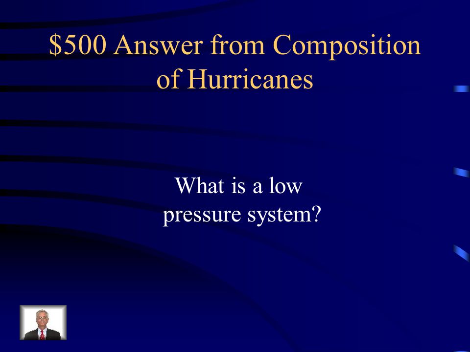 $500 Question from Composition of Hurricanes Area of minimum relative pressure with converging winds and rotating in the same direction as the Earth