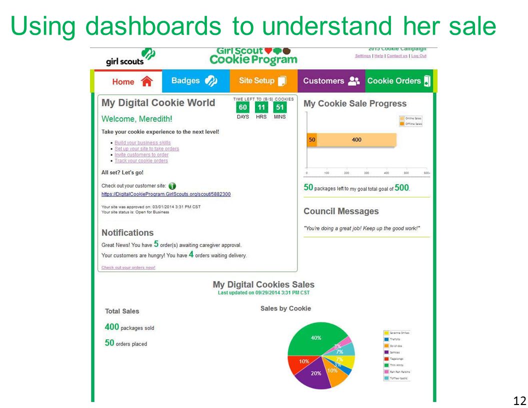 12 Using dashboards to understand her sale
