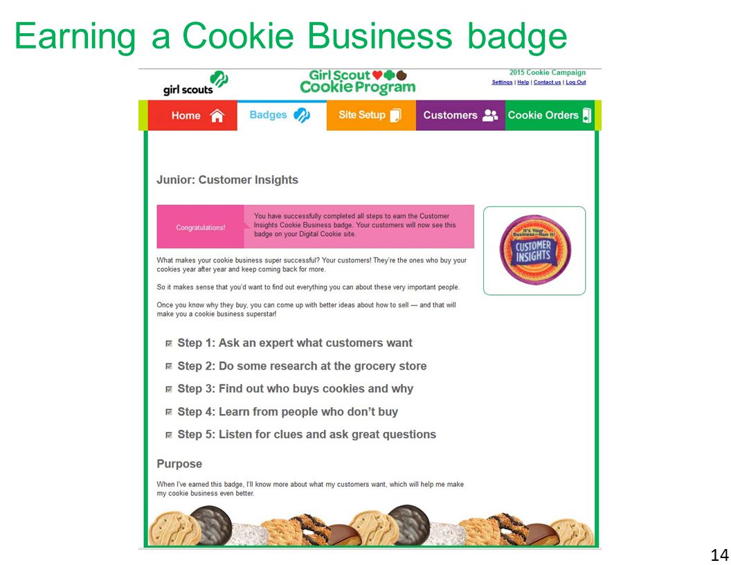 14 Earning a Cookie Business badge