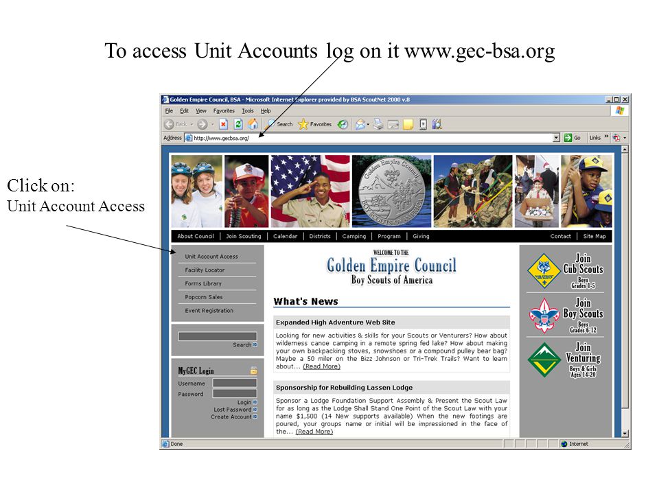 To access Unit Accounts log on it   Click on: Unit Account Access