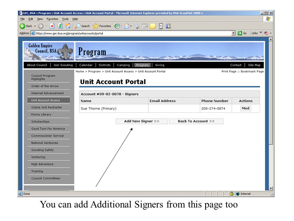 You can add Additional Signers from this page too