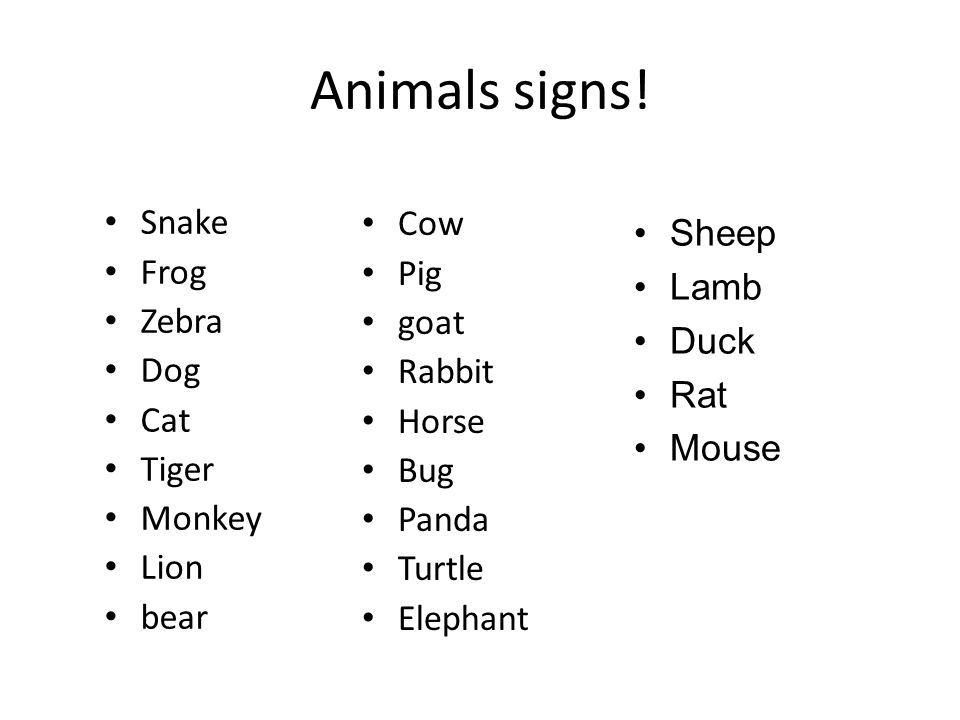 Animals signs.