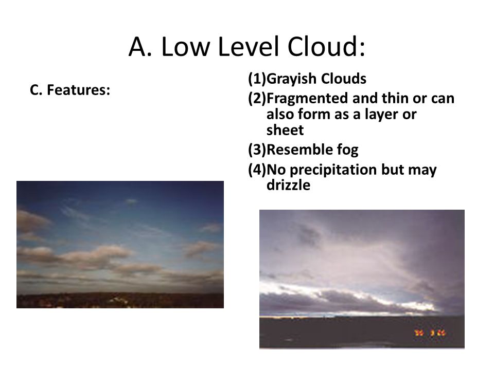 A. Low Level Cloud: C.