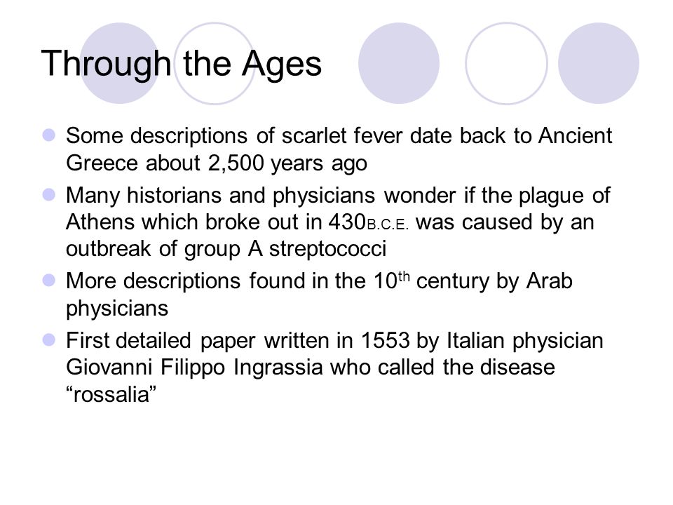 scarlet fever research paper Scarlet fever 5 pages 1303 words a disease caused by an infection with group a b-hemolytic streptococcal bacteria that occurs in a small percentage of people with strep throat when we hear the words scarlet fever we often tend to think of a deadly disease that doctors have no cure from. scarlet fever research paper Scarlet fever 5 pages 1303 words a disease caused by an infection with group a b-hemolytic streptococcal bacteria that occurs in a small percentage of people with strep throat when we hear the words scarlet fever we often tend to think of a deadly disease that doctors have no cure from.