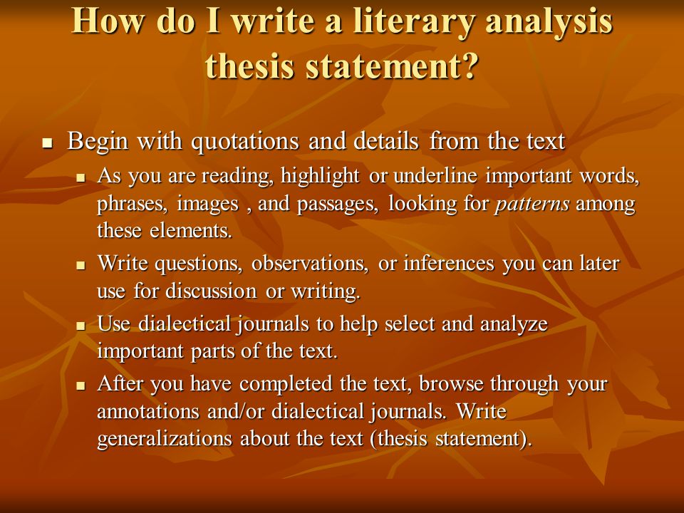 How to write a good thesis statement for literature
