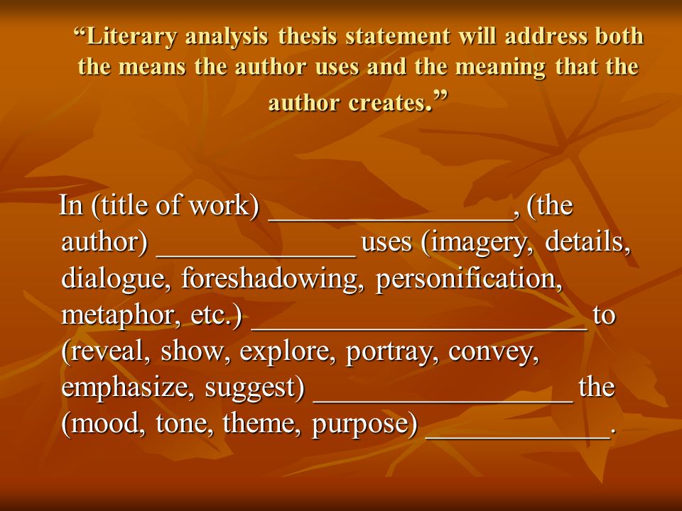 Literary Thesis