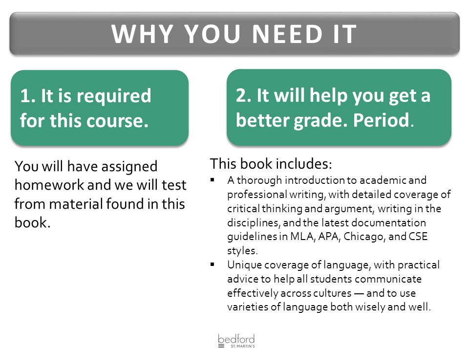 WHY YOU NEED IT You will have assigned homework and we will test from material found in this book.
