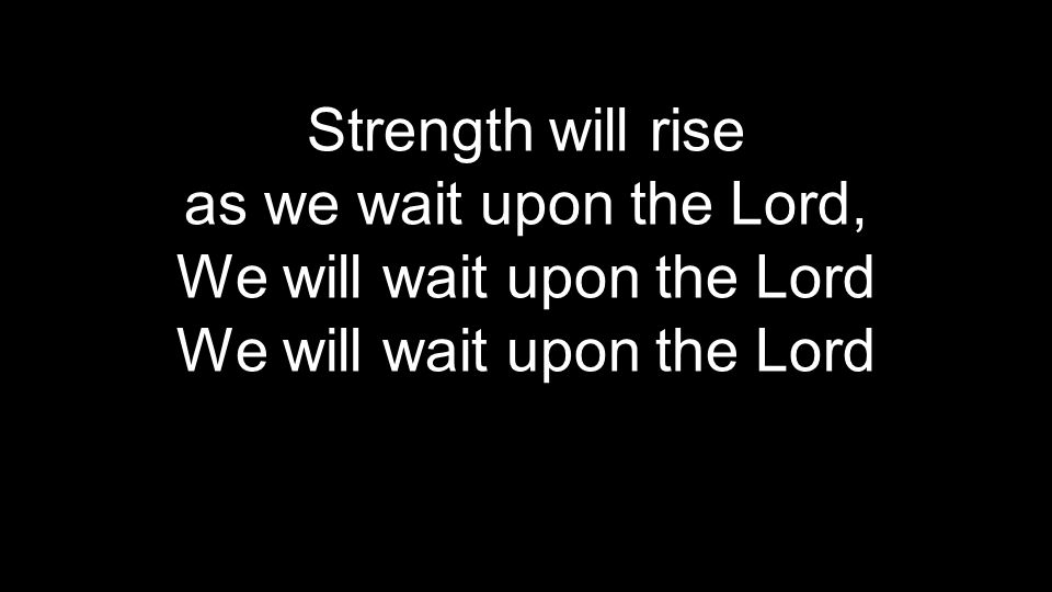 Strength will rise as we wait upon the Lord, We will wait upon the Lord