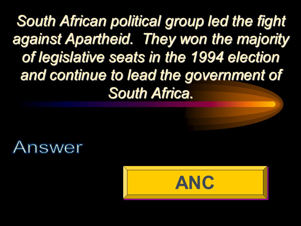 South African political group led the fight against Apartheid.
