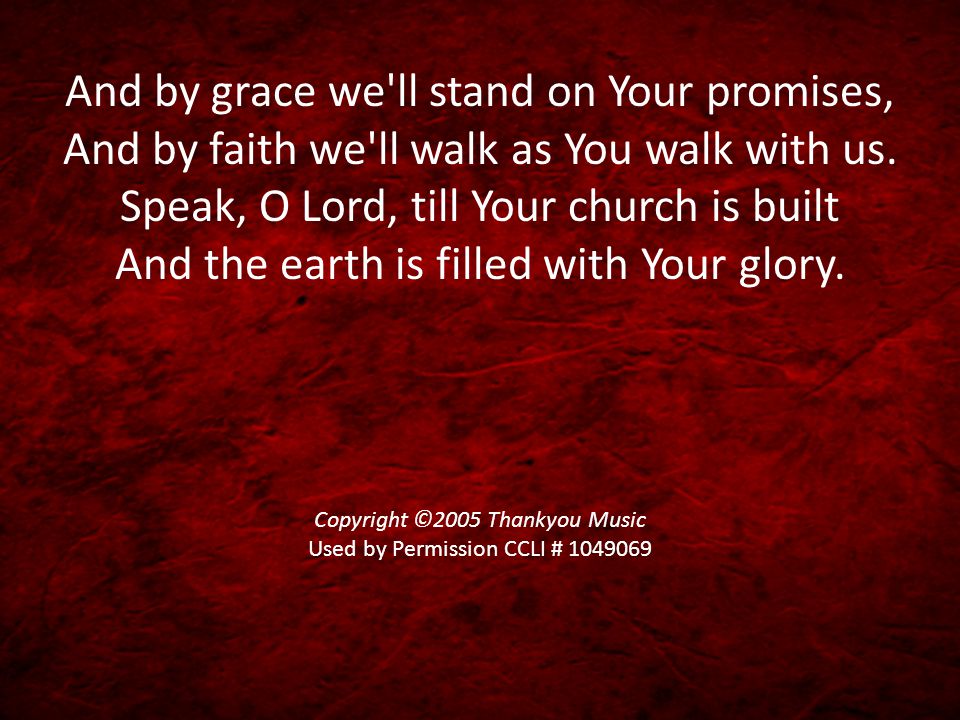 And by grace we ll stand on Your promises, And by faith we ll walk as You walk with us.