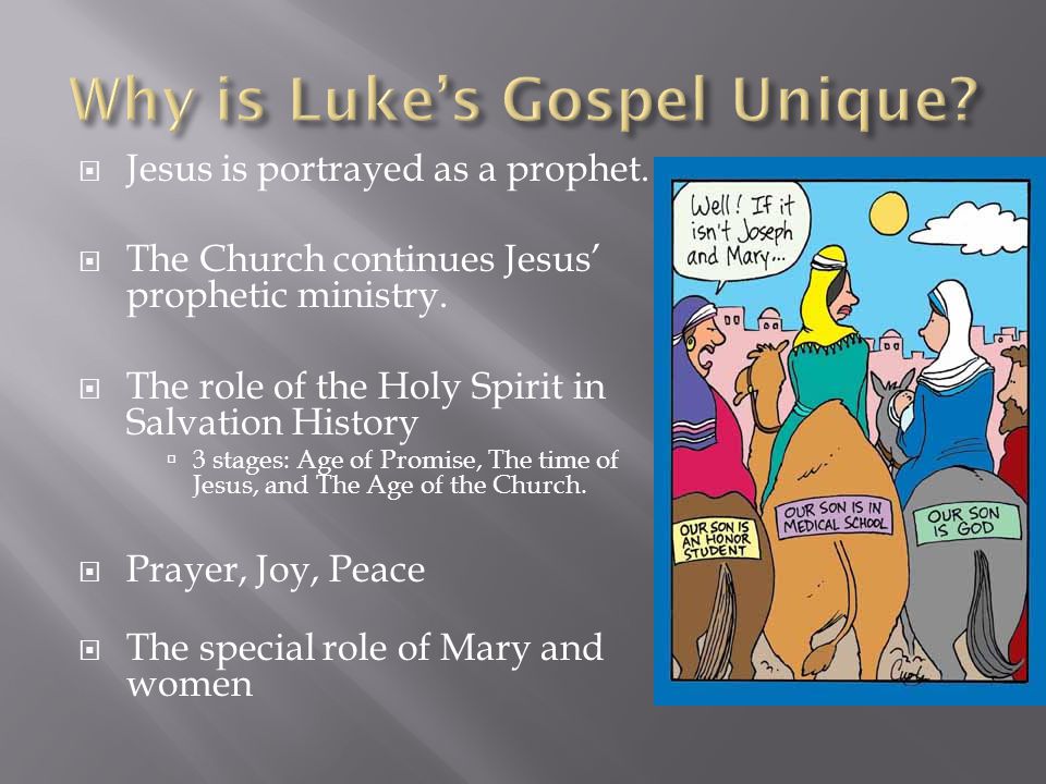  Luke is symbolized by a winged ox or bull – a figure of sacrifice, service, and strength  Luke’s account begins with the duties of Zacharias in the Temple  It represents Jesus’ sacrifice in His Passion and Crucifixion, as well as Christ being High Priest  The ox signifies that Christians should be prepared to sacrifice themselves in following Christ