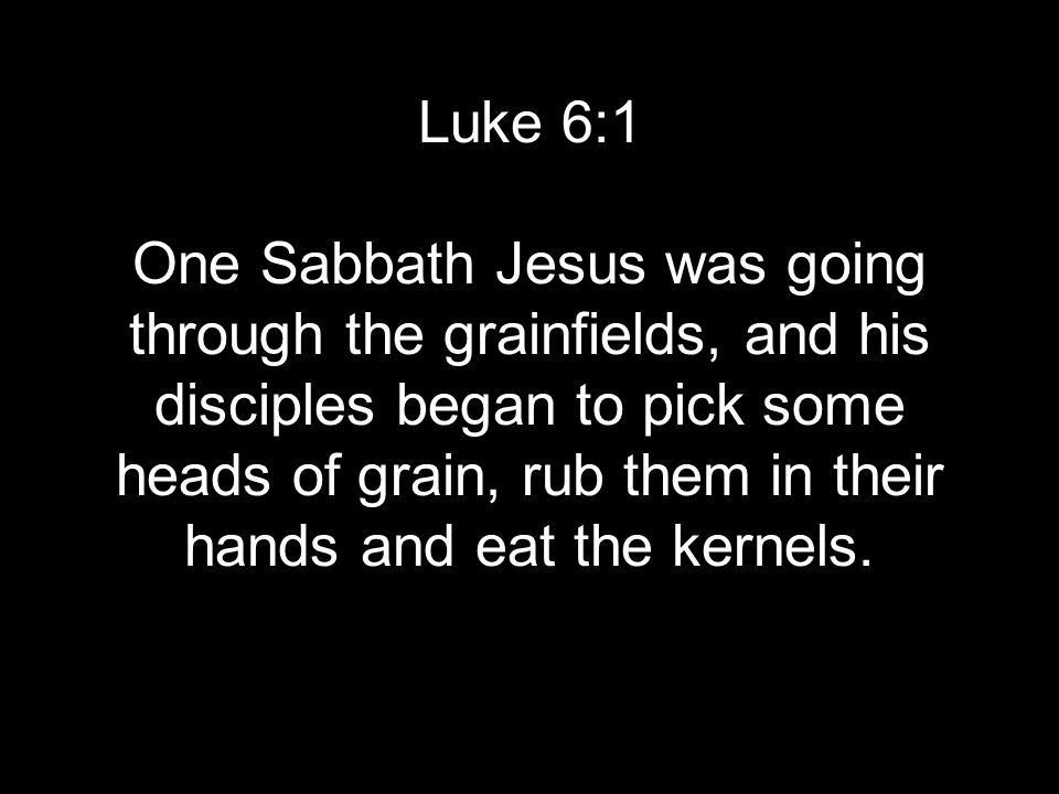 Luke 6:1 One Sabbath Jesus was going through the grainfields, and his disciples began to pick some heads of grain, rub them in their hands and eat the kernels.