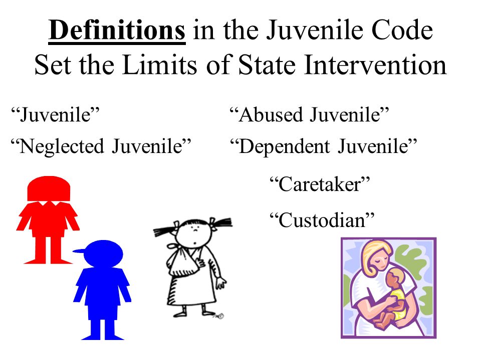 Definitions in the Juvenile Code Set the Limits of State Intervention Juvenile Abused Juvenile Neglected Juvenile Dependent Juvenile Caretaker Custodian
