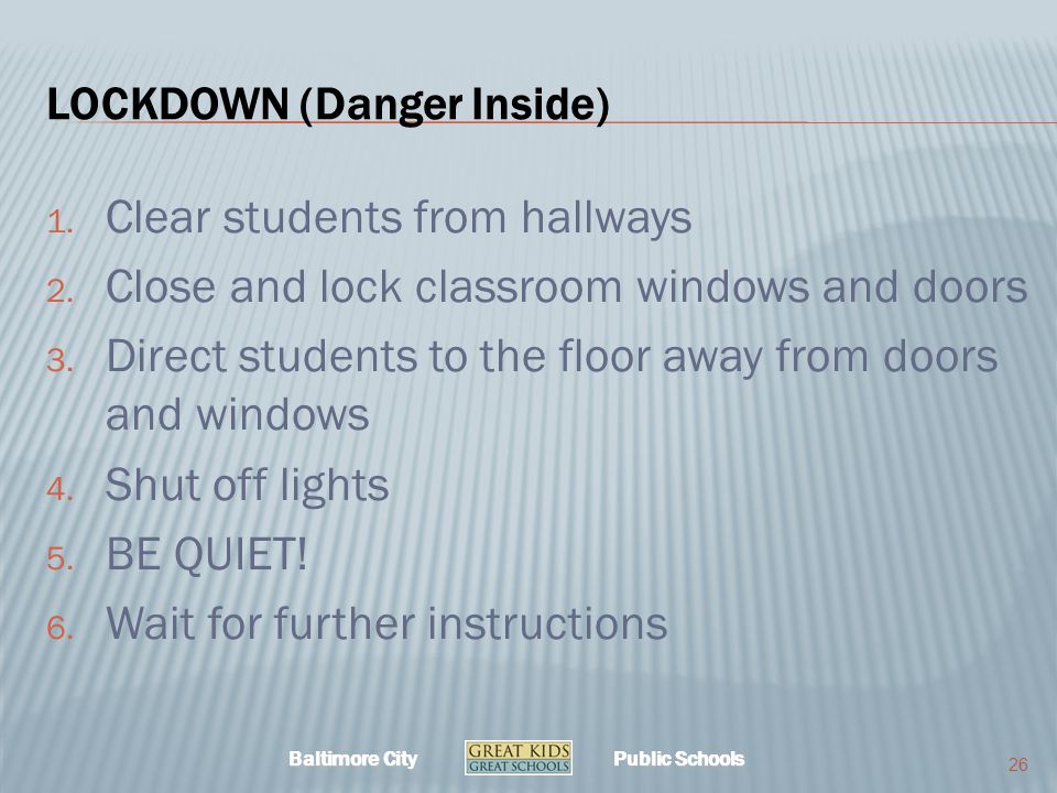 Baltimore City Public Schools LOCKDOWN (Danger Inside) 1.