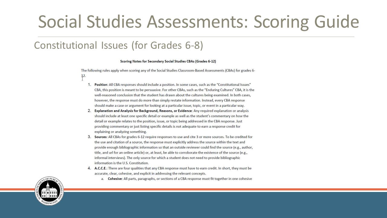 Social Studies Assessments: Scoring Guide Constitutional Issues (for Grades 6-8)