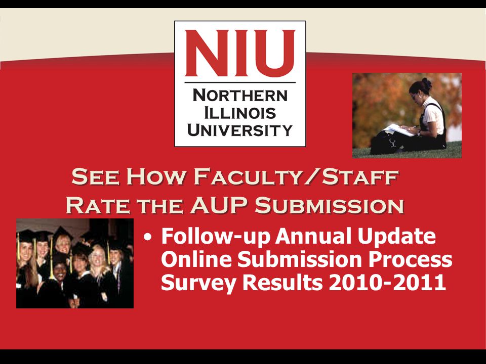See How Faculty/Staff Rate the AUP Submission Follow-up Annual Update Online Submission Process Survey Results