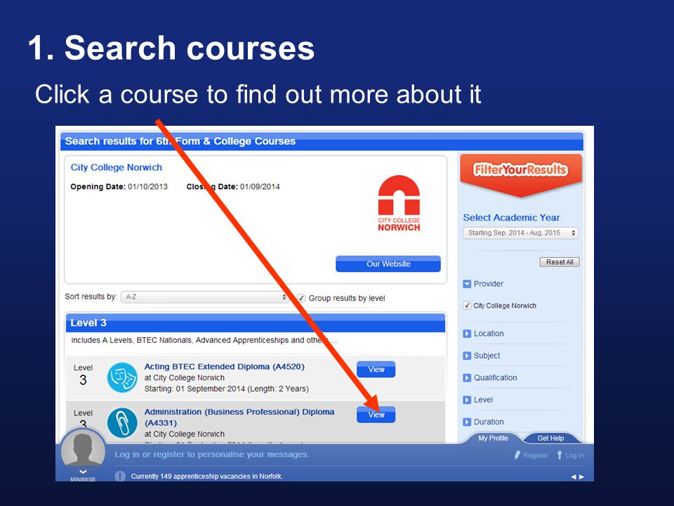 Click a course to find out more about it 1. Search courses