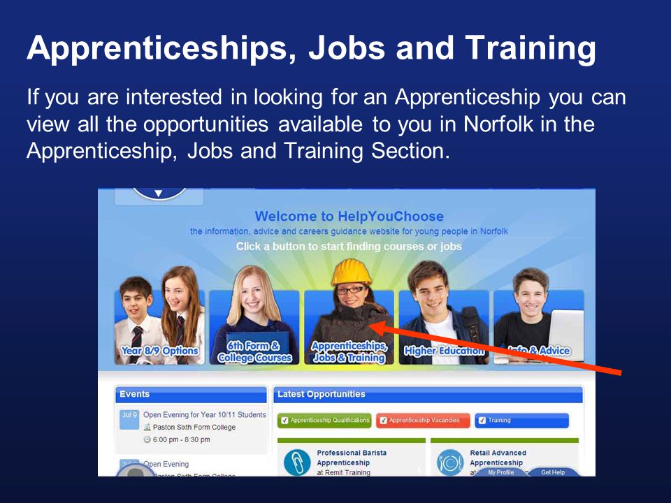 Apprenticeships, Jobs and Training If you are interested in looking for an Apprenticeship you can view all the opportunities available to you in Norfolk in the Apprenticeship, Jobs and Training Section.