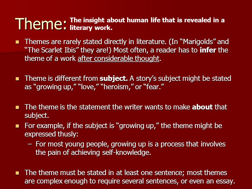 Essays About English Language Scarlet Ibis Symbolism Essay Health Care Essays also Science Essay Topics The Scarlet Ibis Theme Essays Thesis For Argumentative Essay Examples
