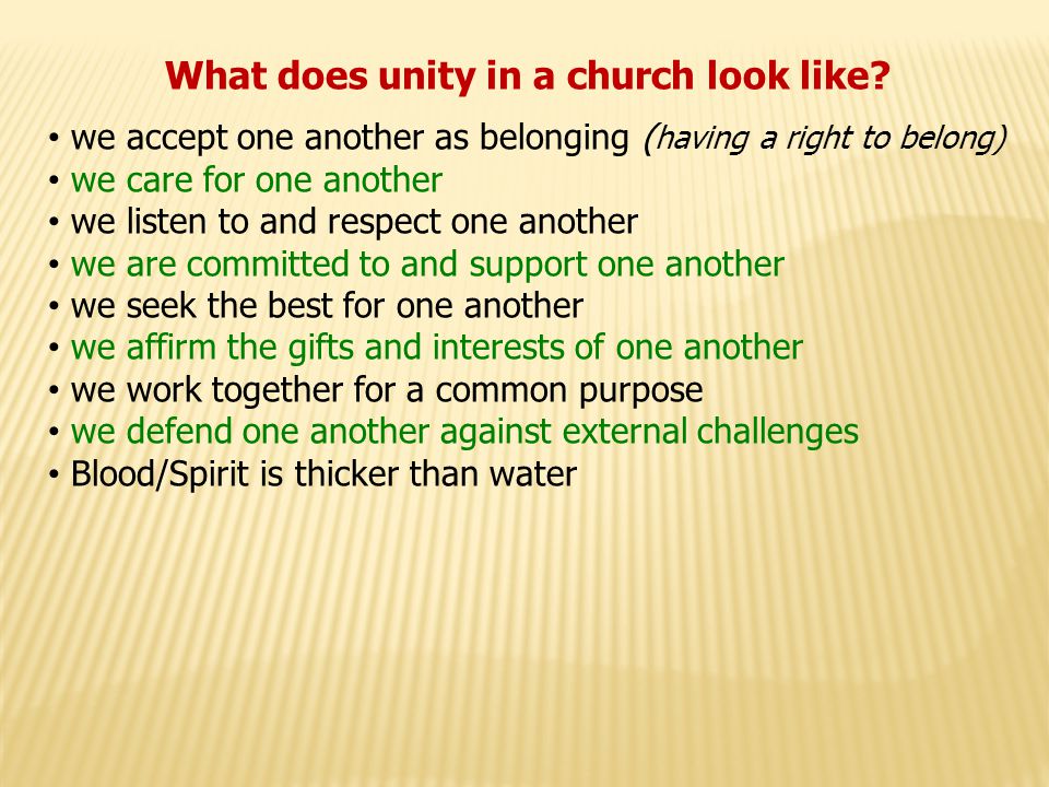 What does unity in a church look like.