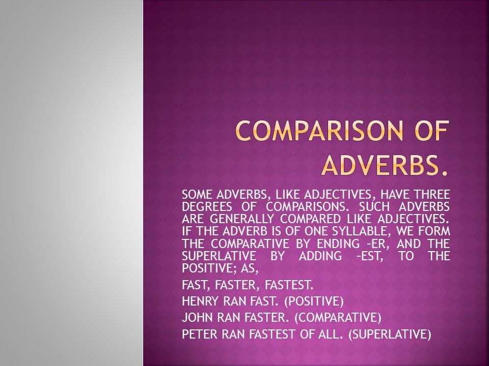 ADVERBS OF MANNER ARE THOSE ADVERBS WHICH SHOW HOW OR IN WHAT MANNER.FOR EXAMPLE: THIS STORY IS WELL WRITTEN.