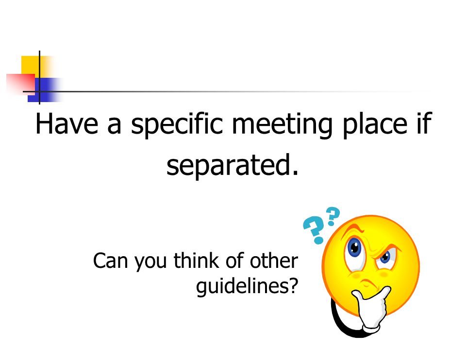 Have a specific meeting place if separated. Can you think of other guidelines