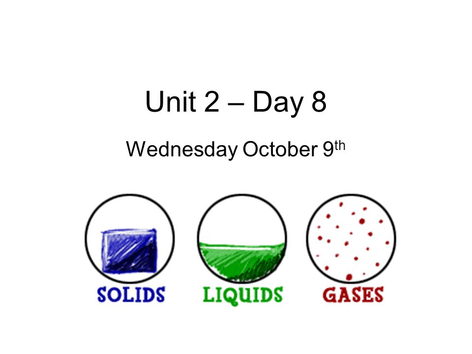 Unit 2 – Day 8 Wednesday October 9 th